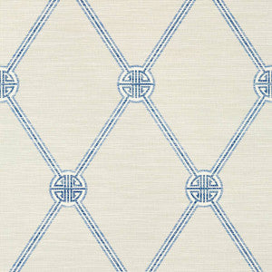 Turnberry Trellis Beige and Blue T13351 by Thibaut Wallpaper