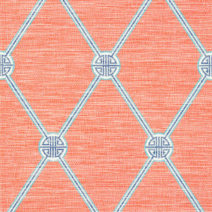 Turnberry Trellis Coral T13353 by Thibaut Wallpaper