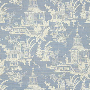 Empress Court Blue T13649 by Thibaut Wallpaper