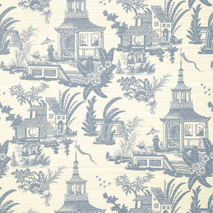 Empress Court Navy T13653 by Thibaut Wallpaper