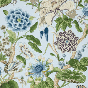 Hill Garden Spa Blue T13654 by Thibaut Wallpaper