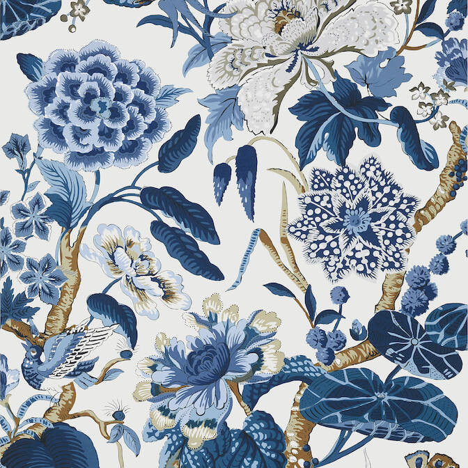 Hill Garden Blue and White T13659 by Thibaut Wallpaper Thibaut Wallpaper Hill Garden Blue and White T13659Wallpaper Grand Palace Non Woven Wallpaper UNITED STATES </p><p>Repeat: V: 36 27 - Fabric Carolina -