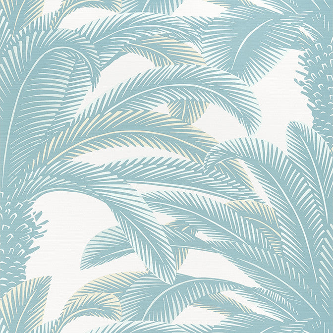 Queen Palm Spa Blue T13909 by Thibaut Wallpaper Thibaut Wallpaper Queen Palm Spa Blue T13909Wallpaper Palm Grove Non-Woven Vinyl Wallpaper U.S.A. </p><p>Repeat: V: 25 27 - Fabric Carolina -