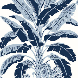 Banana Tree Navy T13915 by Thibaut Wallpaper