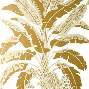Banana Tree Metallic Gold T13919 by Thibaut Wallpaper