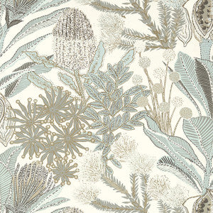 Protea Neutral and Spa Blue T13924 by Thibaut Wallpaper