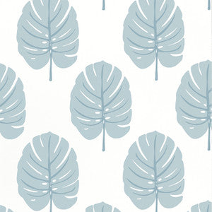 Monstera Spa Blue T13954 by Thibaut Wallpaper