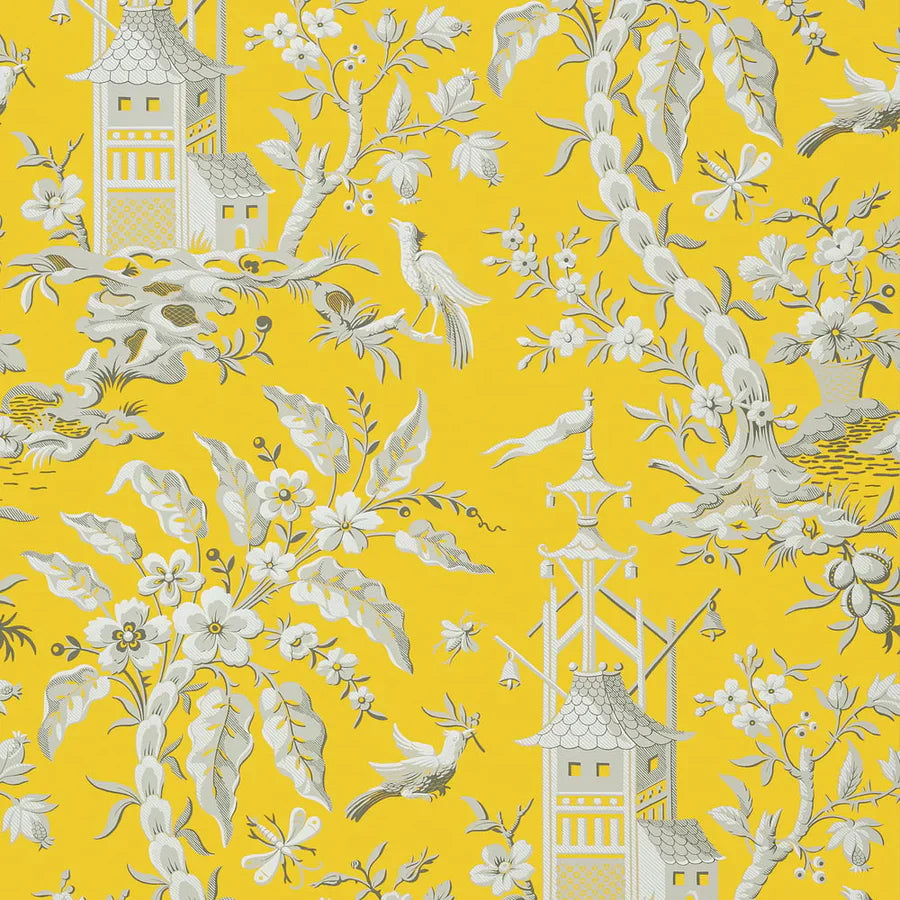PAGODA GARDEN - Yellow by Thibaut Wallpaper