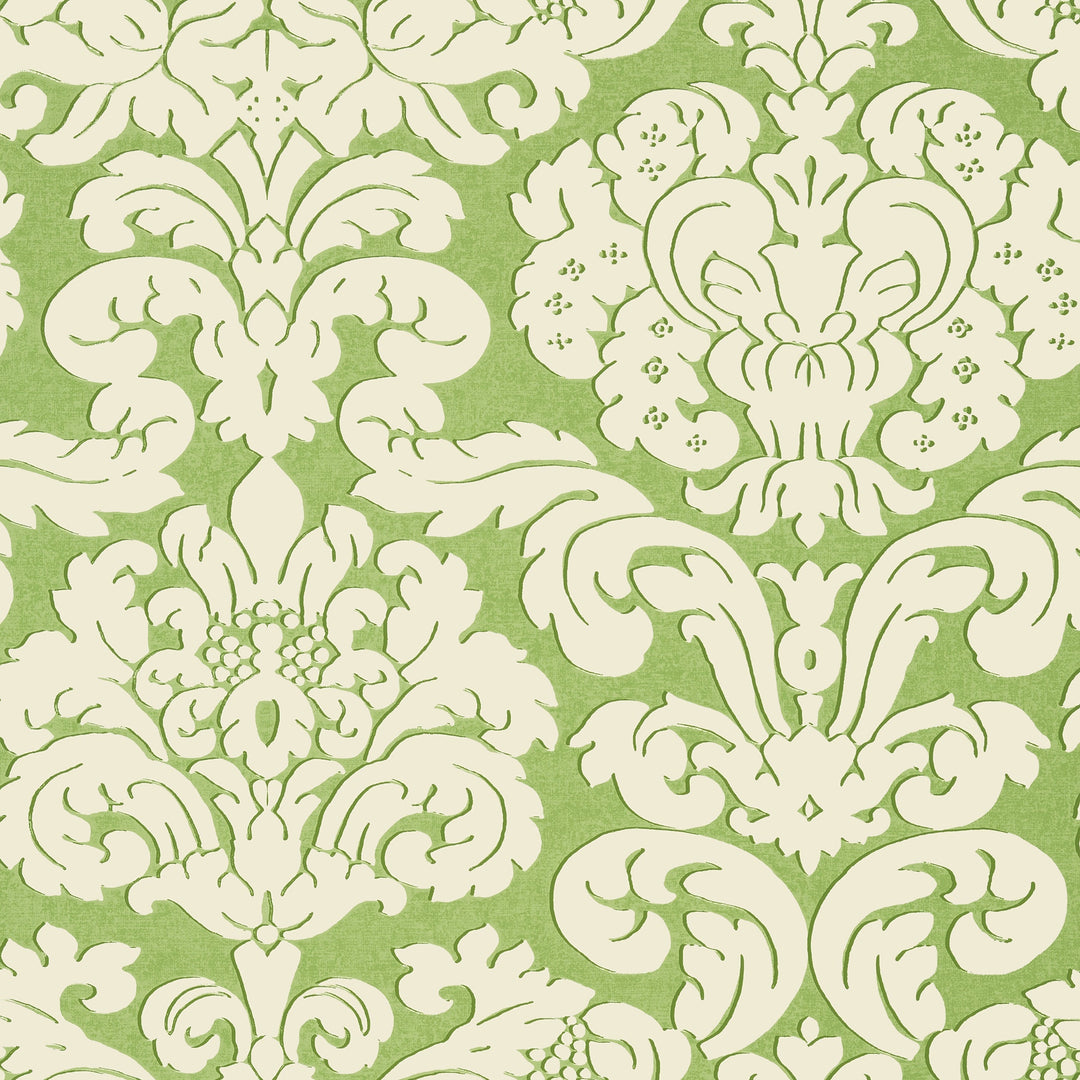 TRELAWNY DAMASK - Green by Thibaut Wallpaper