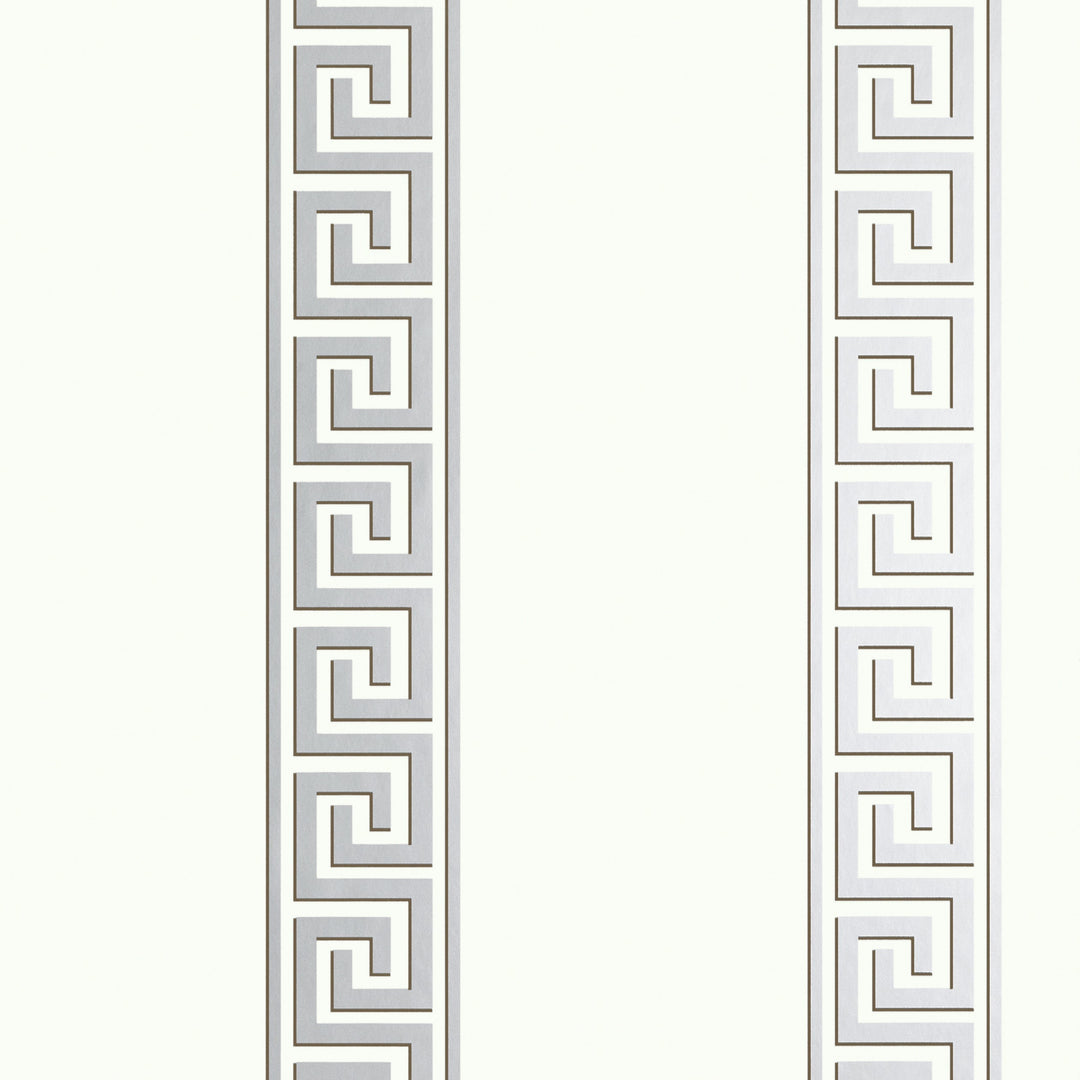 ANDREAS STRIPE - Metallic Silver on White by Thibaut Wallpaper