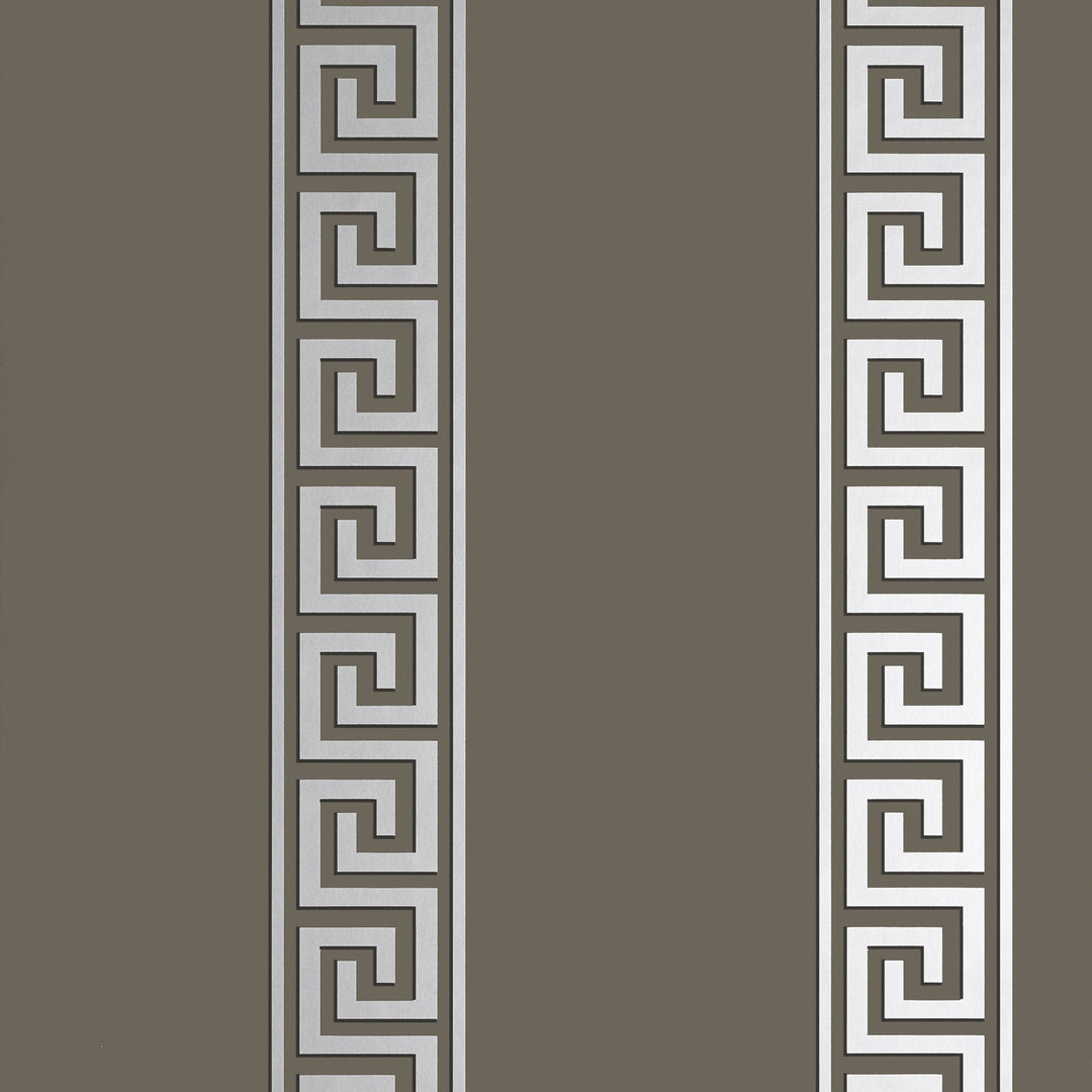 ANDREAS STRIPE - Metallic Silver on Charcoal by Thibaut Wallpaper