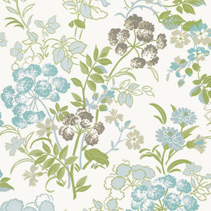 Spring Garden Spa Blue T14339 by Thibaut Wallpaper