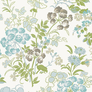 Spring Garden Spa Blue T14339 by Thibaut Wallpaper