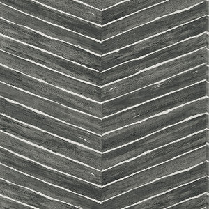 Wood Herringbone Charcoal T14574 by Thibaut Wallpaper