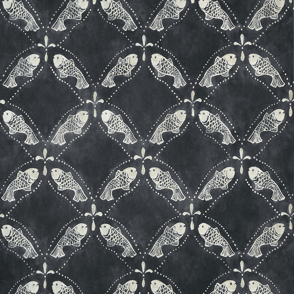 Thibaut Wallpaper Santorini Black T15833  Wallpaper Non-Woven Vinyl Wallpaper  U.S.A </p><p>Repeat: H: , V: 20.75  (52.70 cm) 27 in  (68.58 cm) - My Fabric Connection -