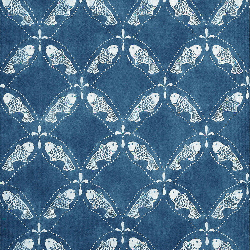 Thibaut Wallpaper Santorini Navy T15834  Wallpaper Non-Woven Vinyl Wallpaper  U.S.A </p><p>Repeat: H: , V: 20.75  (52.70 cm) 27 in  (68.58 cm) - My Fabric Connection -