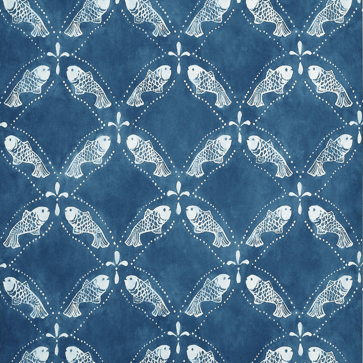 Thibaut Wallpaper Santorini Navy T15834  Wallpaper Non-Woven Vinyl Wallpaper  U.S.A </p><p>Repeat: H: , V: 20.75  (52.70 cm) 27 in  (68.58 cm) - My Fabric Connection -