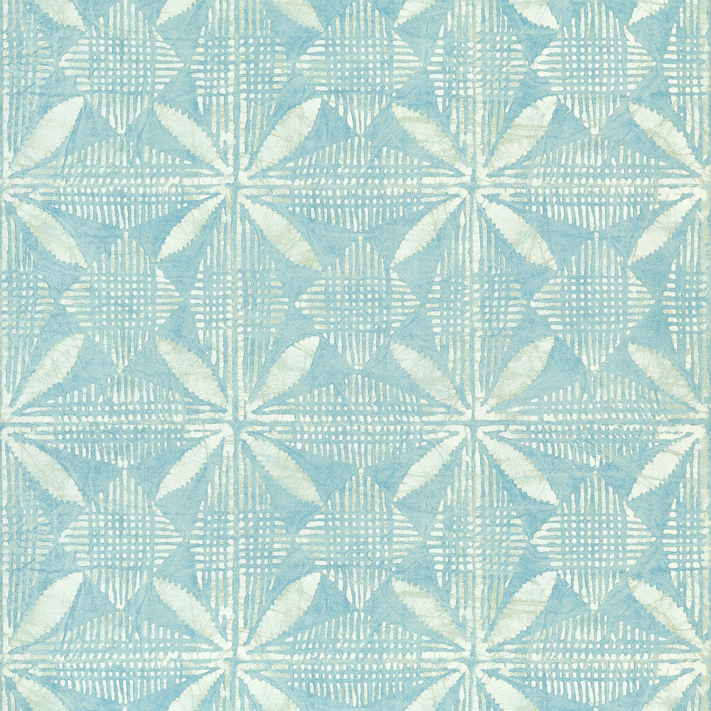 Thibaut Wallpaper Tortuga Batik Turquoise T15841  Wallpaper Non Woven Wallpaper  U.S.A </p><p>Repeat: H: , V: 18  (45.72 cm) 27 in  (68.58 cm) - My Fabric Connection -