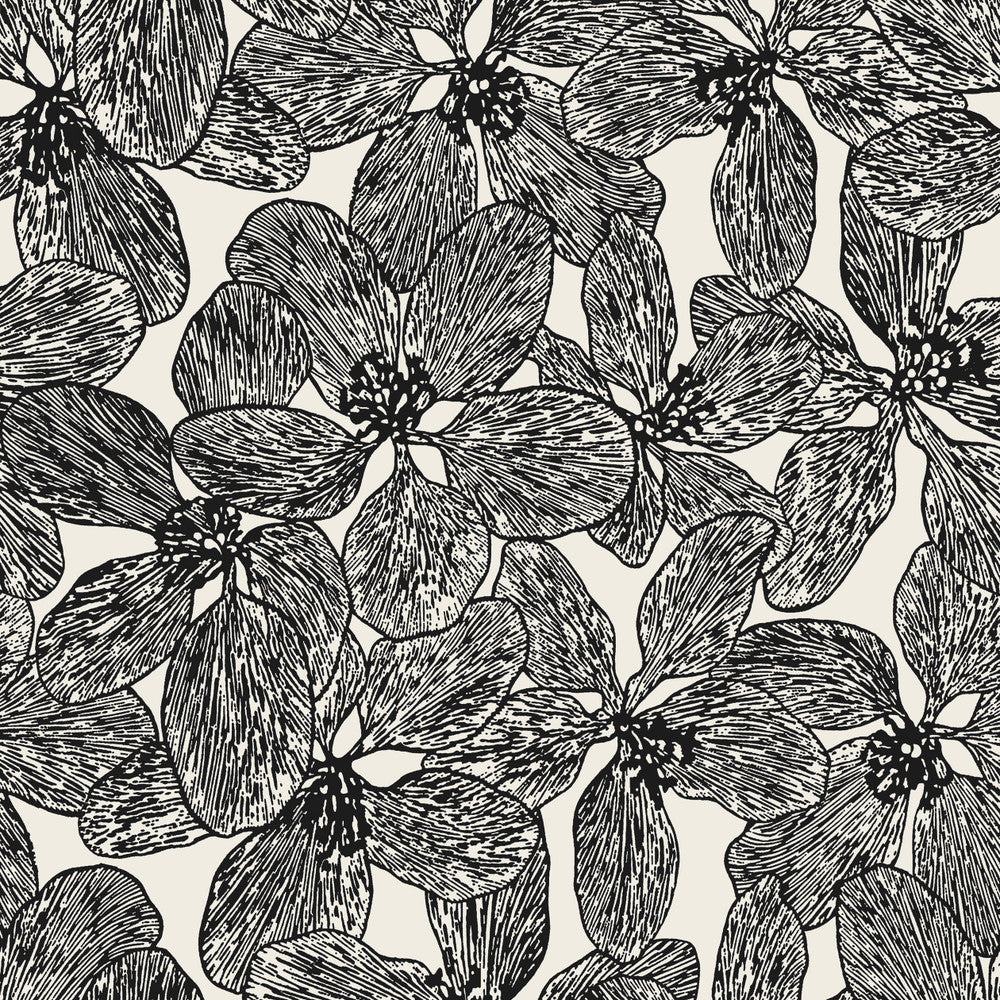 Thibaut Wallpaper Island Orchid Black and White T15848  Wallpaper Non Woven Wallpaper  U.S.A </p><p>Repeat: H: , V: 36  (91.44 cm) 27 in  (68.58 cm) - My Fabric Connection -