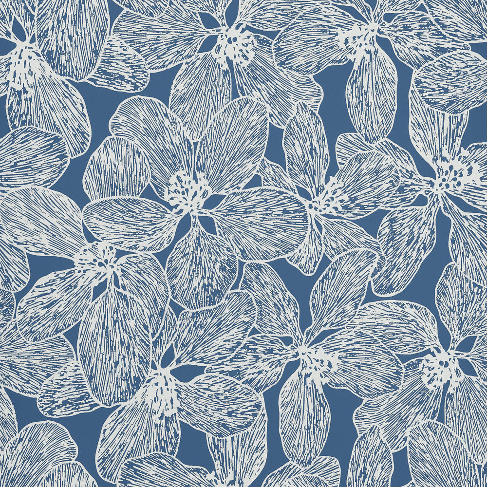 Thibaut Wallpaper Island Orchid Navy T15849  Wallpaper Non Woven Wallpaper  U.S.A </p><p>Repeat: H: , V: 36  (91.44 cm) 27 in  (68.58 cm) - My Fabric Connection -