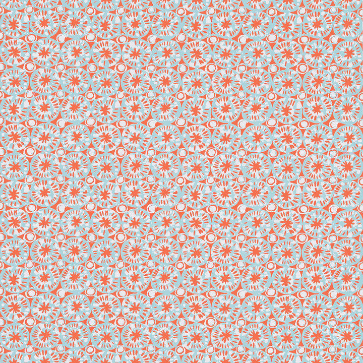 Thibaut Wallpaper Sand Dollar Coral and Blue T15857  Wallpaper Non Woven Wallpaper  U.S.A </p><p>Repeat: H: , V: 6.25  (15.88 cm) 27 in  (68.58 cm) - My Fabric Connection -