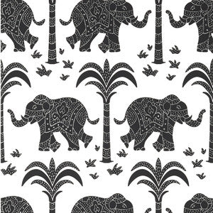 Elephant Black T16202 by Thibaut Wallpaper