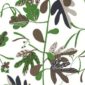 Matisse Leaf Black and Green T16208 by Thibaut Wallpaper