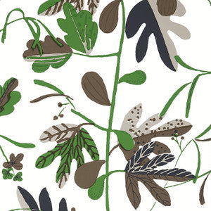 Matisse Leaf Black and Green T16208 by Thibaut Wallpaper