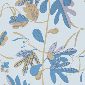 Matisse Leaf Lavender and Blue T16210 by Thibaut Wallpaper