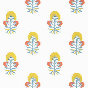 Tybee Bud Coral and Yellow T16212 by Thibaut Wallpaper