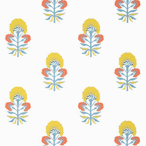 Tybee Bud Coral and Yellow T16212 by Thibaut Wallpaper