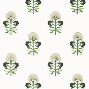 Tybee Bud Black and Green T16214 by Thibaut Wallpaper