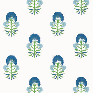 Tybee Bud Green and Blue T16215 by Thibaut Wallpaper