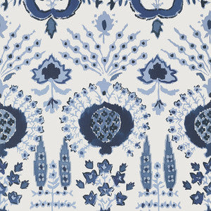 Mendoza Suzani Blue and White T16239 by Thibaut Wallpaper