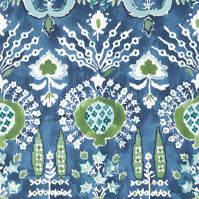 Mendoza Suzani Blue and Green on Navy T16241 by Thibaut Wallpaper Thibaut Wallpaper Mendoza Suzani Blue and Green on Navy T16241Wallpaper Kismet Non Woven Wallpaper U.S.A. </p><p>Repeat: V: 36 27 - Fabric Carolina -