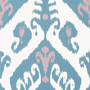Indies Ikat Lavender and French Blue T16249 By Thibaut Wallpaper