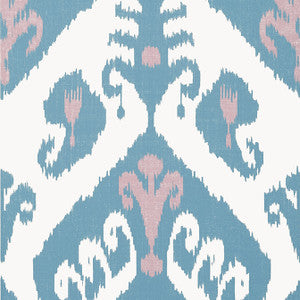 Indies Ikat Lavender and French Blue T16249 by Thibaut Wallpaper