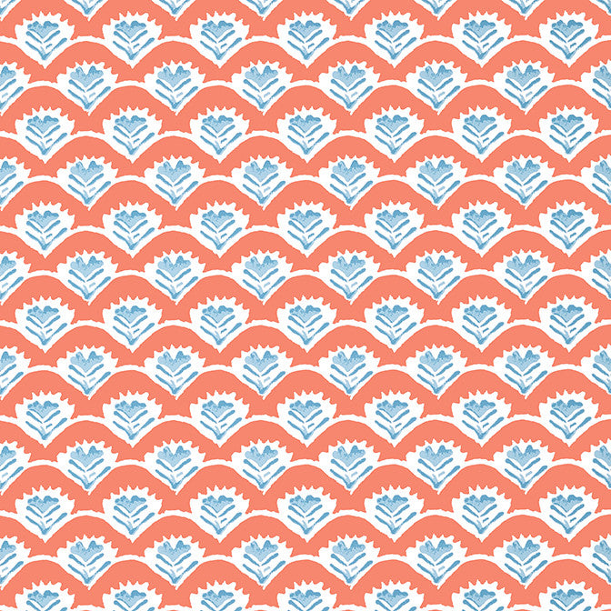 Emily Coral and Blue T16254 by Thibaut Wallpaper Thibaut Wallpaper Emily Coral and Blue T16254Wallpaper Kismet Wallpaper U.S.A. </p><p>Repeat: V: 4.25 27 - Fabric Carolina -