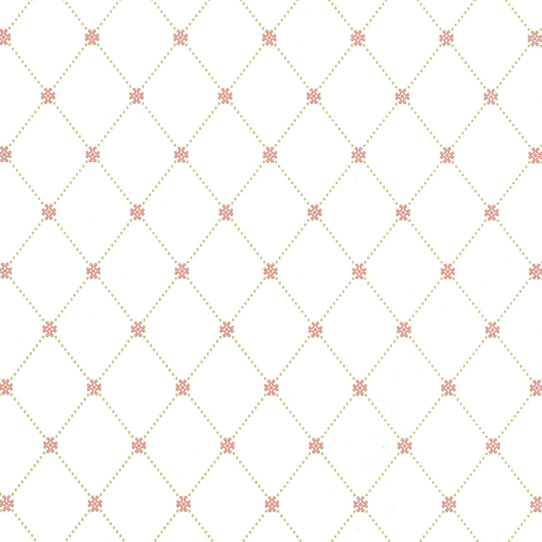 WILTON TRELLIS - Pink and Green by Thibaut Wallpaper