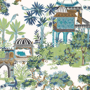 Mystic Garden Blue and Green T20820 by Thibaut Wallpaper