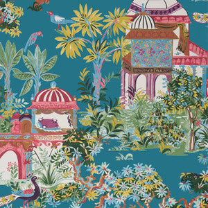 Mystic Garden Teal T20822 by Thibaut Wallpaper