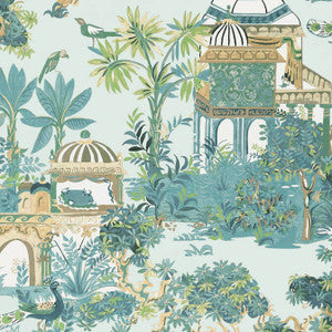 Mystic Garden Spa Blue T20826 by Thibaut Wallpaper
