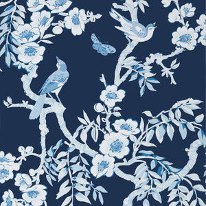 Yukio Navy and White T20844 by Thibaut Wallpaper