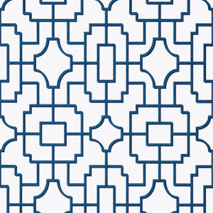 Fretwork Navy T20867 by Thibaut Wallpaper