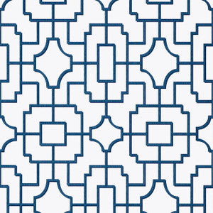 Fretwork Navy T20867 by Thibaut Wallpaper