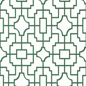 Fretwork Green T20868 by Thibaut Wallpaper