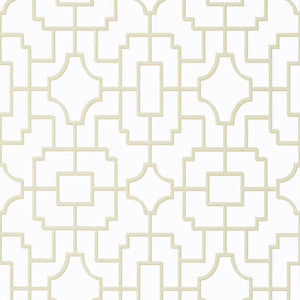 Fretwork Beige T20870 by Thibaut Wallpaper