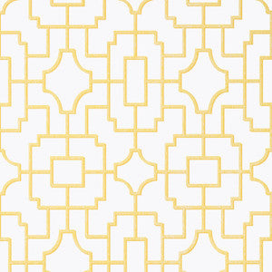 Fretwork Yellow T20873 by Thibaut Wallpaper