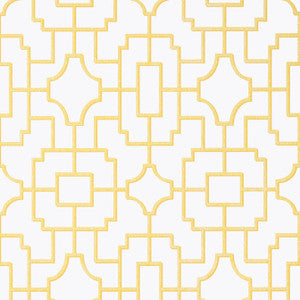 Fretwork Yellow T20873 by Thibaut Wallpaper
