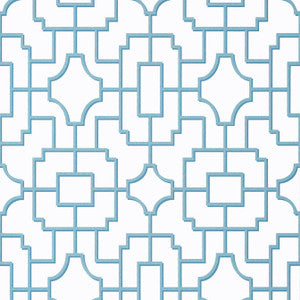 Fretwork Light Blue T20875 by Thibaut Wallpaper